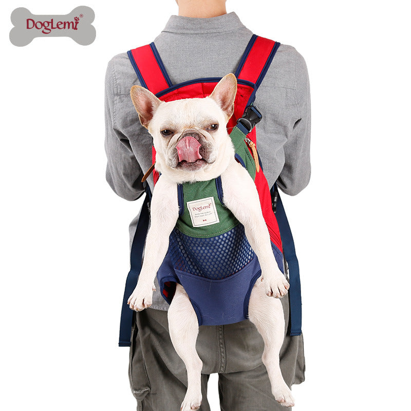 Hot-selling online celebrity pet backpack, breathable canvas shoulder bag for cats and dogs, portable travel backpack for French bulldogs