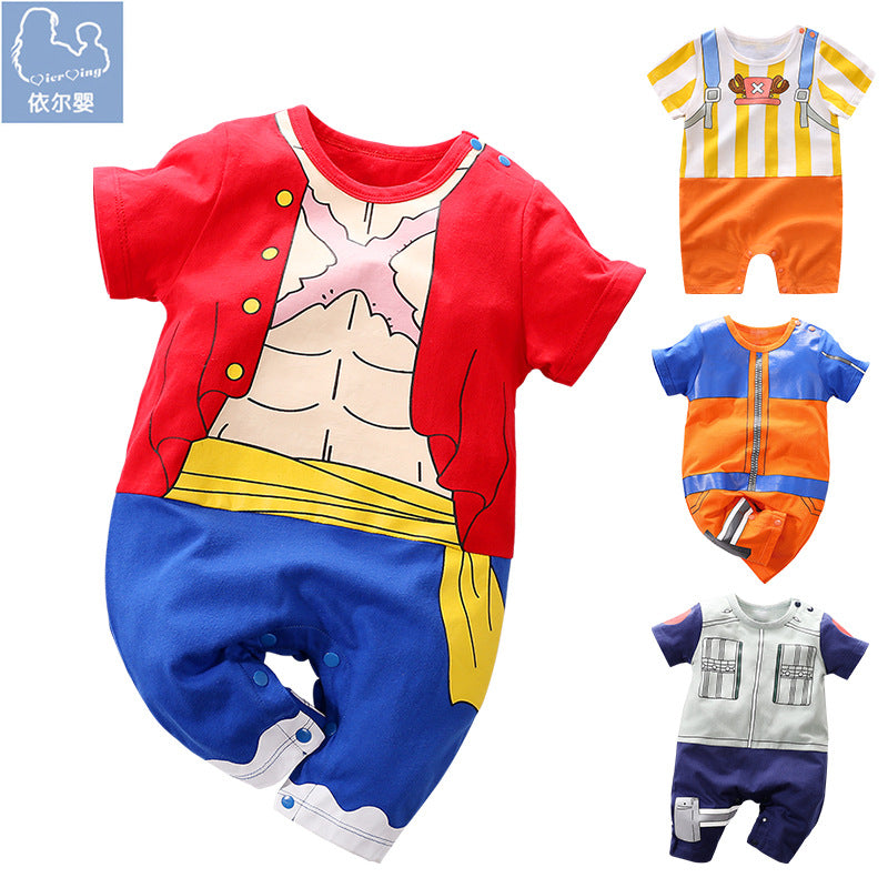 Baby Spring and Autumn Clothing Cotton Long Sleeve Harness Category A Outerwear Animation Themed Newborn Onesie Romper