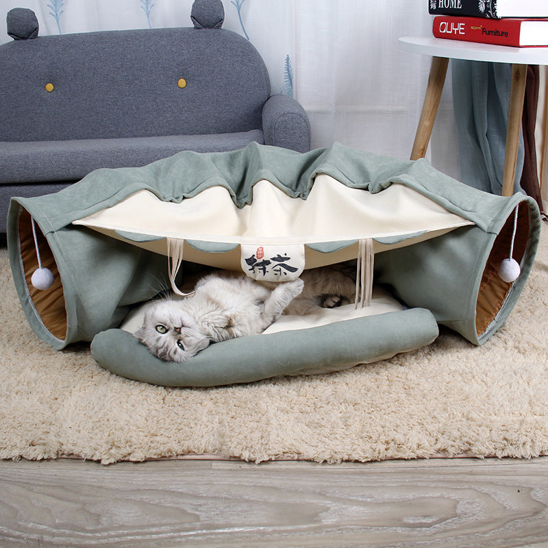 Cat toy collapsible cat tunnel cat passageway removable and washable totoro litter cat spring and summer cat bed pet supplies