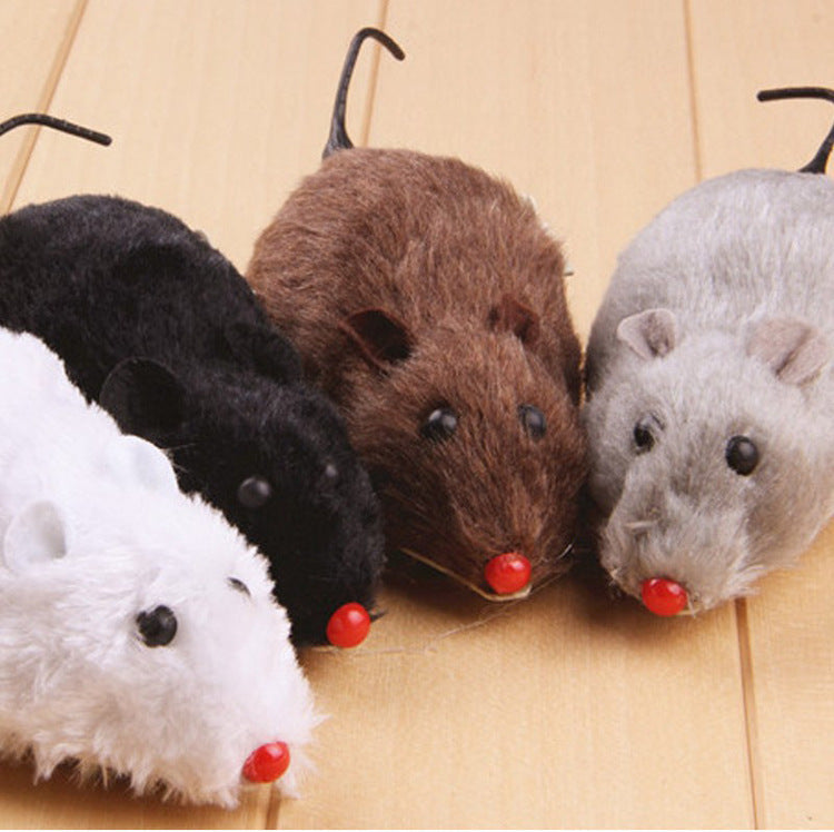Cat toy realistic mouse with clockwork plush type trick pet cat special to tease cats little mouse can run