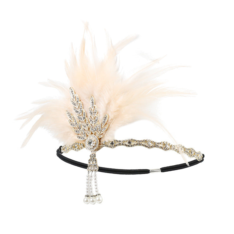 1920s Retro Headband Exaggerated Feather Headband Halloween Banquet Ball Accessories Wedding Headwear Hair Accessories