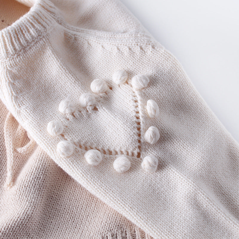 ins autumn baby baby handmade love sweater knitted wool long-sleeved jumpsuit bag fart rompers