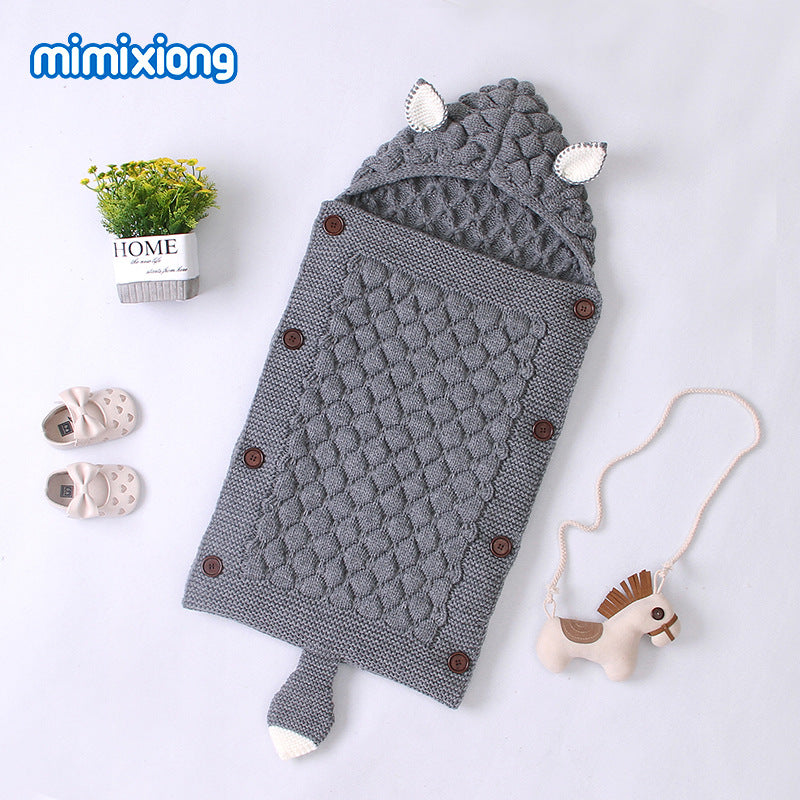 ins hot selling spring and autumn baby sleeping bag cute shape solid color newborn envelope anti-kick blanket