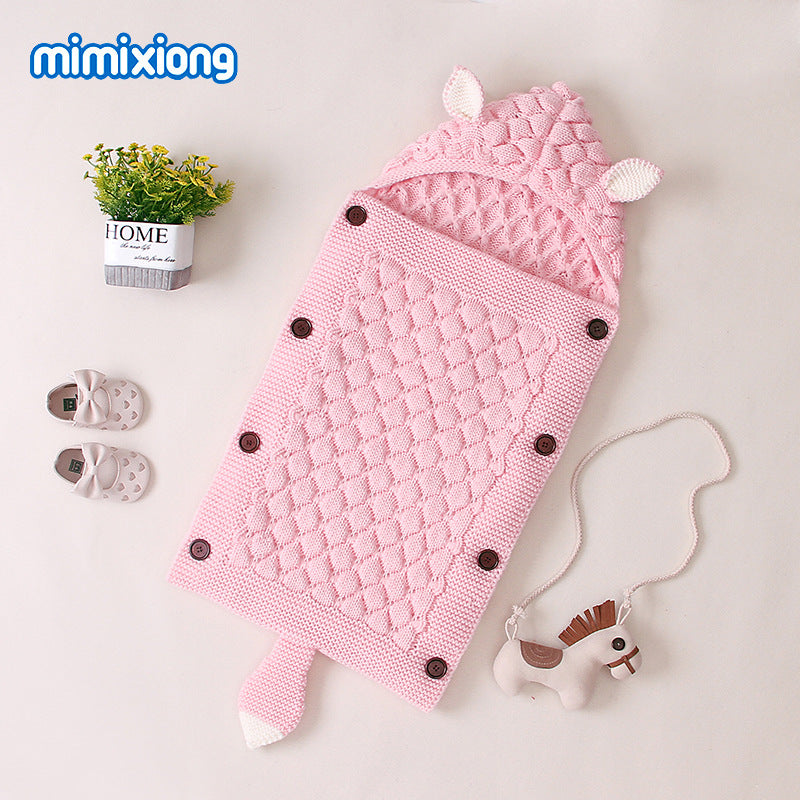 ins hot selling spring and autumn baby sleeping bag cute shape solid color newborn envelope anti-kick blanket