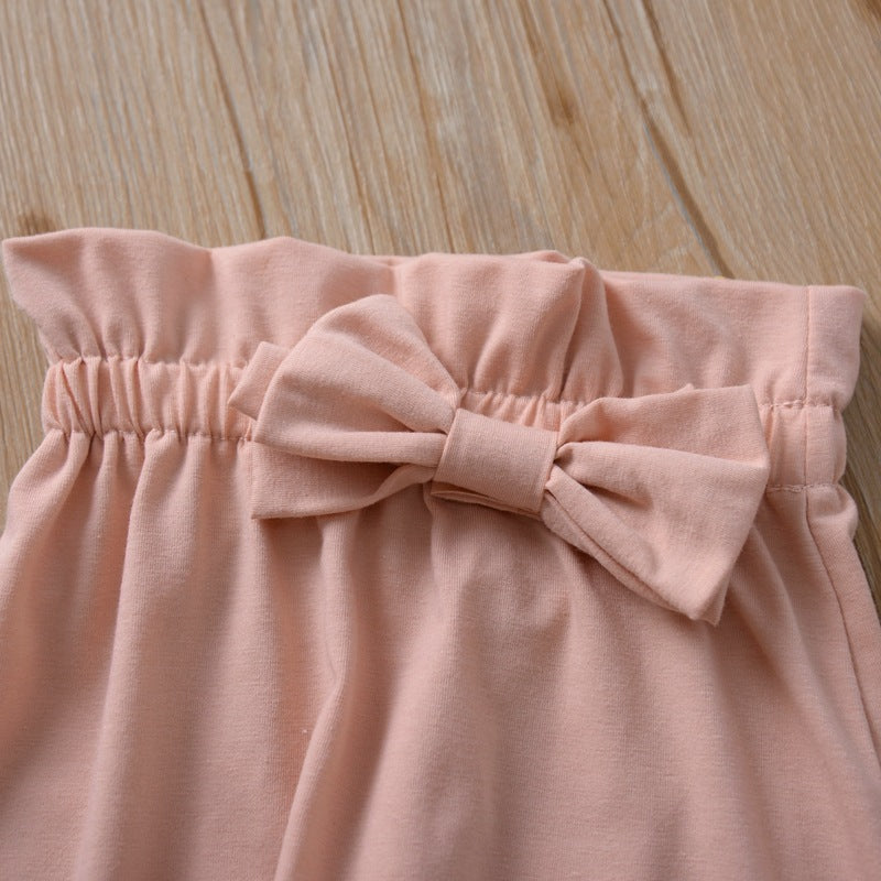 H1136# Factory direct sale autumn baby romper + bowknot trousers two-piece set 2019 autumn new products