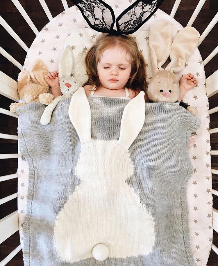 Amazon iNS style rabbit ears blanket three-dimensional rabbit blanket children's knitted cover blanket baby baby blanket
