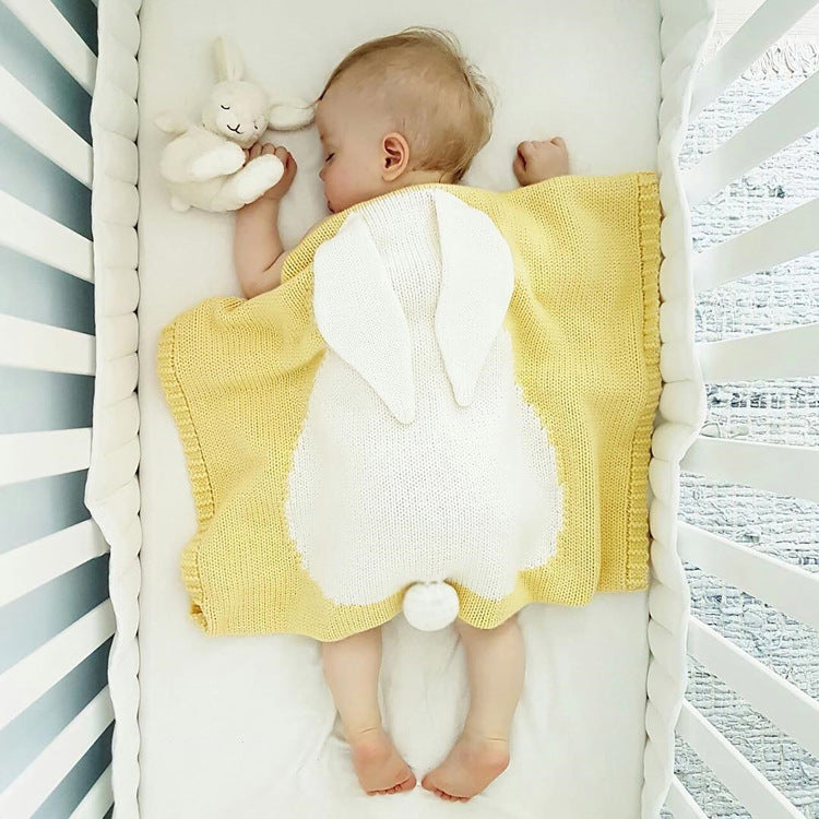Amazon iNS style rabbit ears blanket three-dimensional rabbit blanket children's knitted cover blanket baby baby blanket
