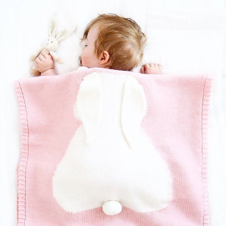 Amazon iNS style rabbit ears blanket three-dimensional rabbit blanket children's knitted cover blanket baby baby blanket