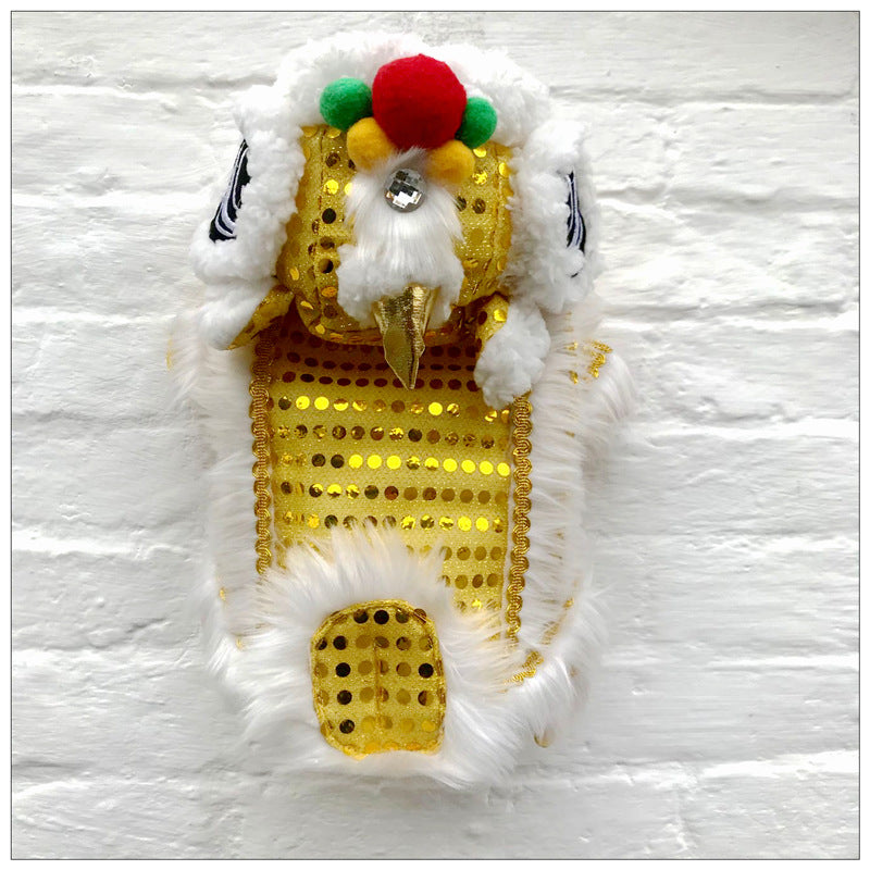 Pet clothes lion dance and lion dance festive red sequins full canine New Year's clothing dog winter clothing cat and dog transfiguration