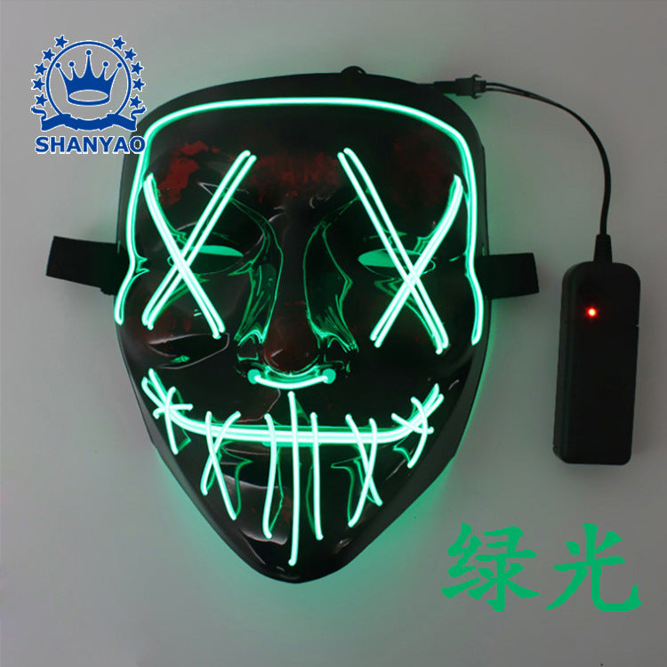 led luminous mask halloween dress up props EL luminous mask masquerade party cold light strip ghost mask