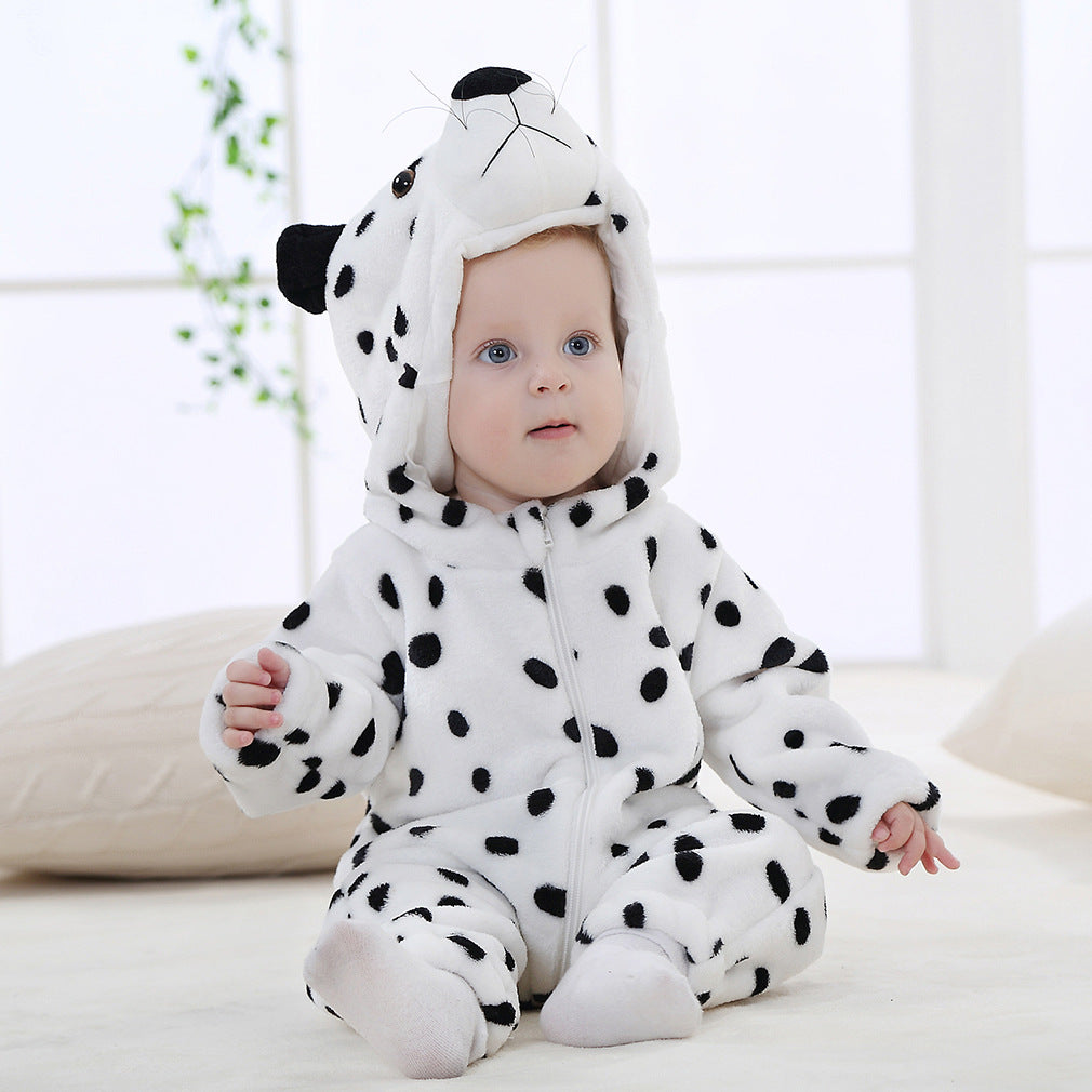MICHLEY cross-border baby spring and autumn clothes infant and toddler jumpsuit flannel animal shape crawling clothes jumpsuit