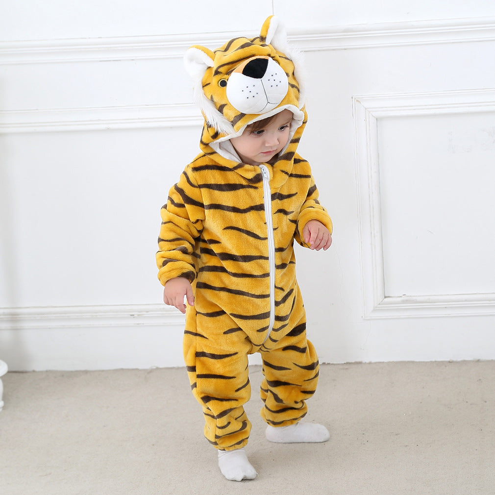MICHLEY cross-border baby spring and autumn clothes infant and toddler jumpsuit flannel animal shape crawling clothes jumpsuit