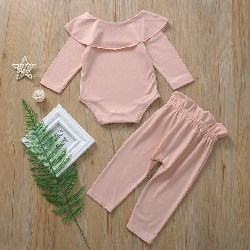 H1136# Factory direct sale autumn baby romper + bowknot trousers two-piece set 2019 autumn new products