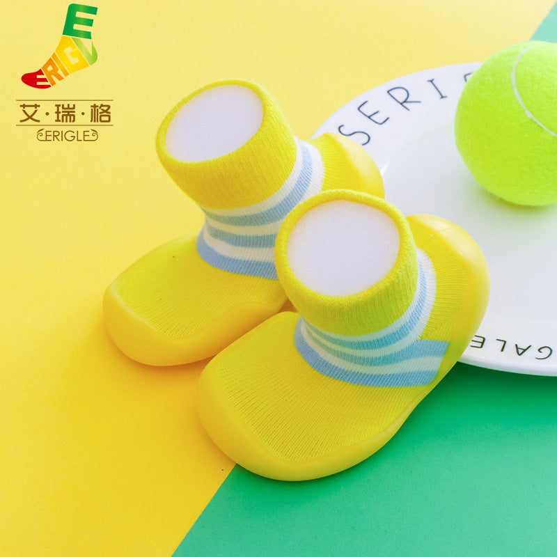 Spring and summer new baby children's shoes cartoon home floor footwear baby toddler shoes striped animal pattern socks shoes