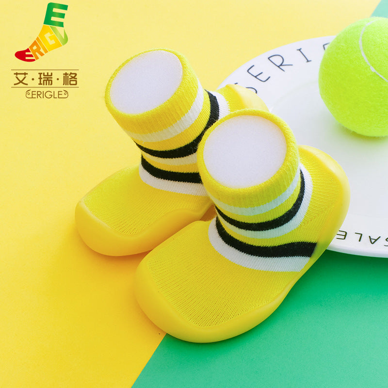 Spring and summer new baby children's shoes cartoon home floor footwear baby toddler shoes striped animal pattern socks shoes