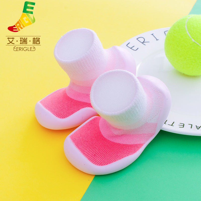 Spring and summer new baby children's shoes cartoon home floor footwear baby toddler shoes striped animal pattern socks shoes