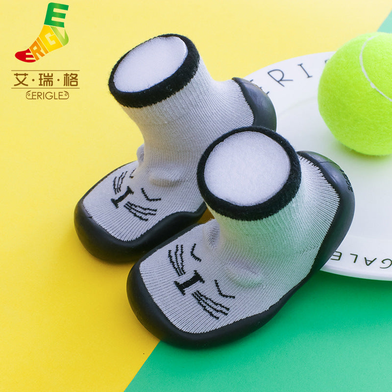 Spring and summer new baby children's shoes cartoon home floor footwear baby toddler shoes striped animal pattern socks shoes