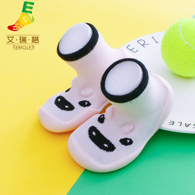 Spring and summer new baby children's shoes cartoon home floor footwear baby toddler shoes striped animal pattern socks shoes