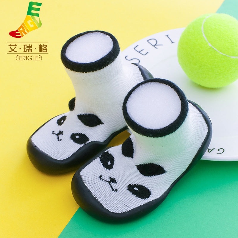 Spring and summer new baby children's shoes cartoon home floor footwear baby toddler shoes striped animal pattern socks shoes