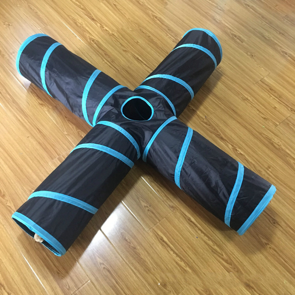 Manufacturers pet supplies cat ring paper four-way tunnel Zhiyi cat toy drill bucket foldable cat channel