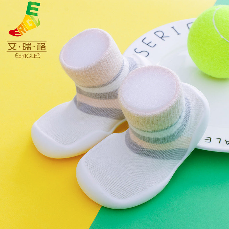 Spring and summer new baby children's shoes cartoon home floor footwear baby toddler shoes striped animal pattern socks shoes