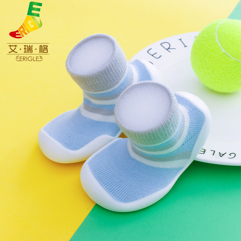 Spring and summer new baby children's shoes cartoon home floor footwear baby toddler shoes striped animal pattern socks shoes