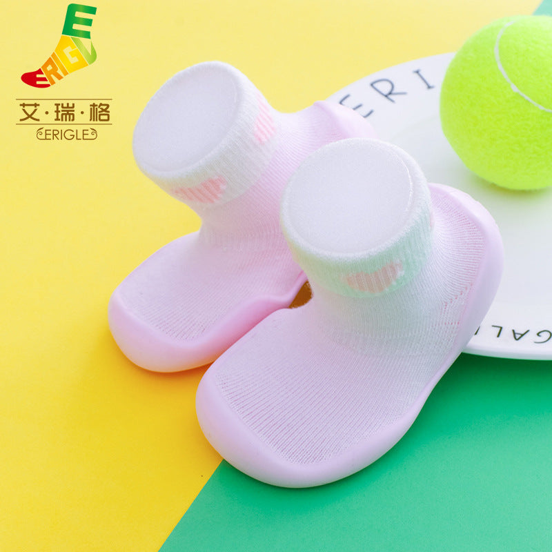 Spring and summer new baby children's shoes cartoon home floor footwear baby toddler shoes striped animal pattern socks shoes