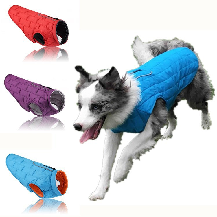 Autumn and Winter Pet Clothes Two-color Plaid Dog Clothes Dog Cotton Winter Jacket Amazon Pet Supplies