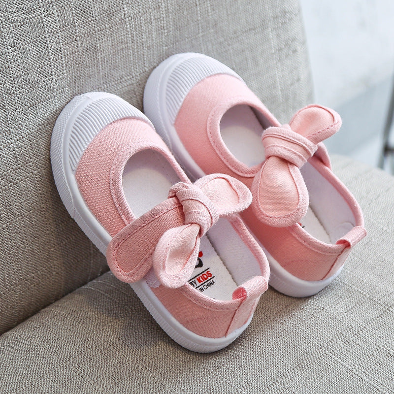 Korean fashion children's shoes children's canvas shoes bow baby shoes princess shoes girls casual shoes 2020 spring and autumn