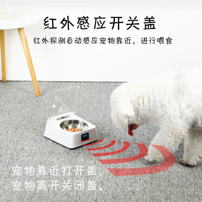 Pet supplies cat smart automatic feeder healthy 5G bowl USB charging induction switch cover cross-border hot sales