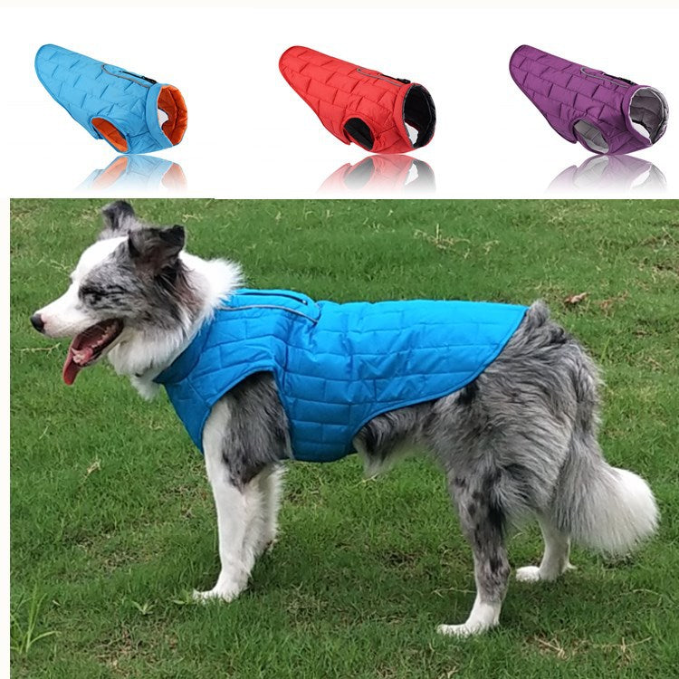 Autumn and Winter Pet Clothes Two-color Plaid Dog Clothes Dog Cotton Winter Jacket Amazon Pet Supplies