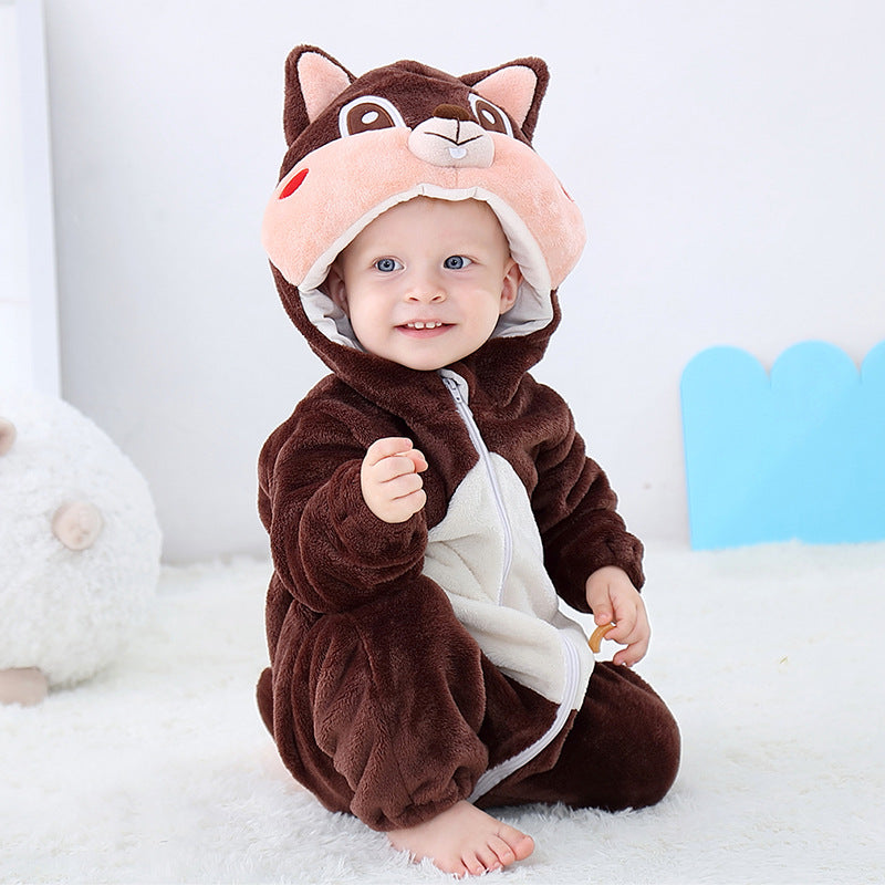 MICHLEY cross-border children's animal jumpsuits crawling clothes baby large size crawling clothes infant flannel crawling clothes