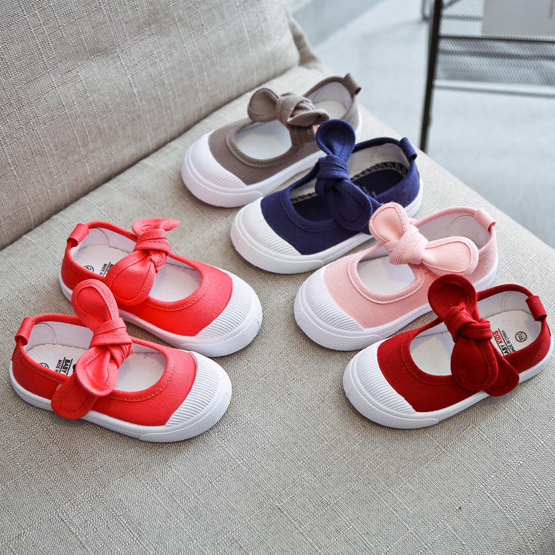 Korean fashion children's shoes children's canvas shoes bow baby shoes princess shoes girls casual shoes 2020 spring and autumn