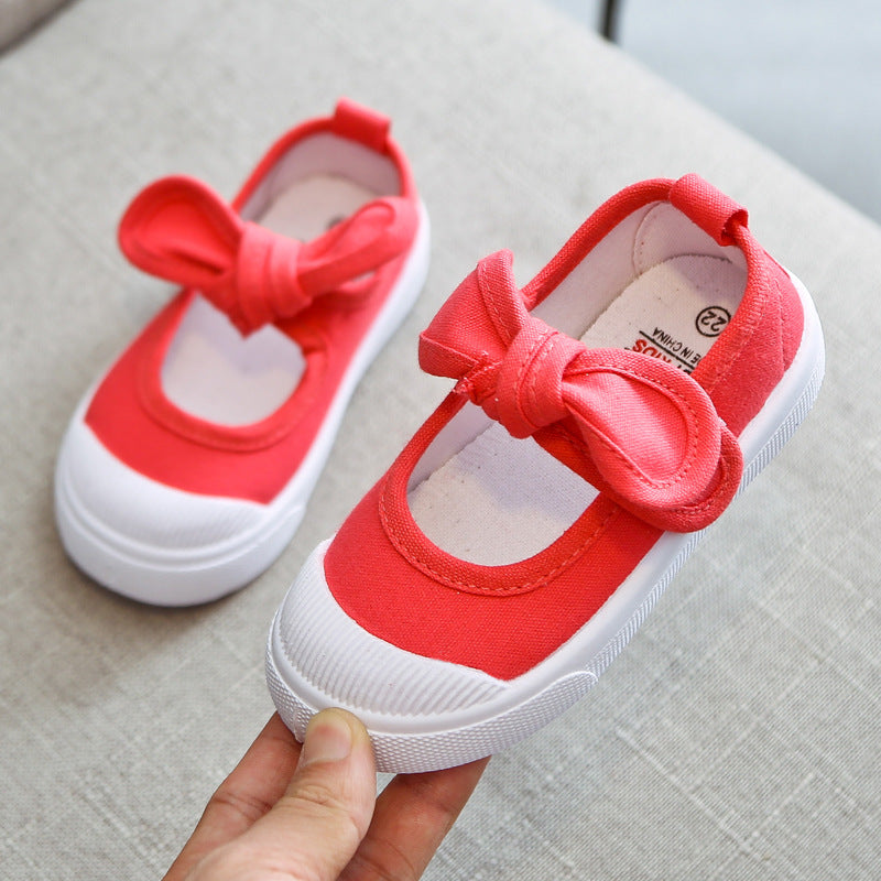 Korean fashion children's shoes children's canvas shoes bow baby shoes princess shoes girls casual shoes 2020 spring and autumn