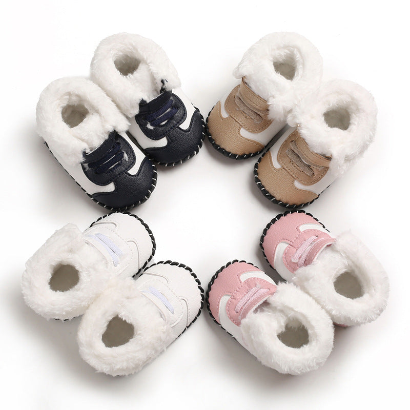 Winter new cotton shoes 0-1 year old baby toddler shoes soft rubber sole baby shoes anti-slip snow boots