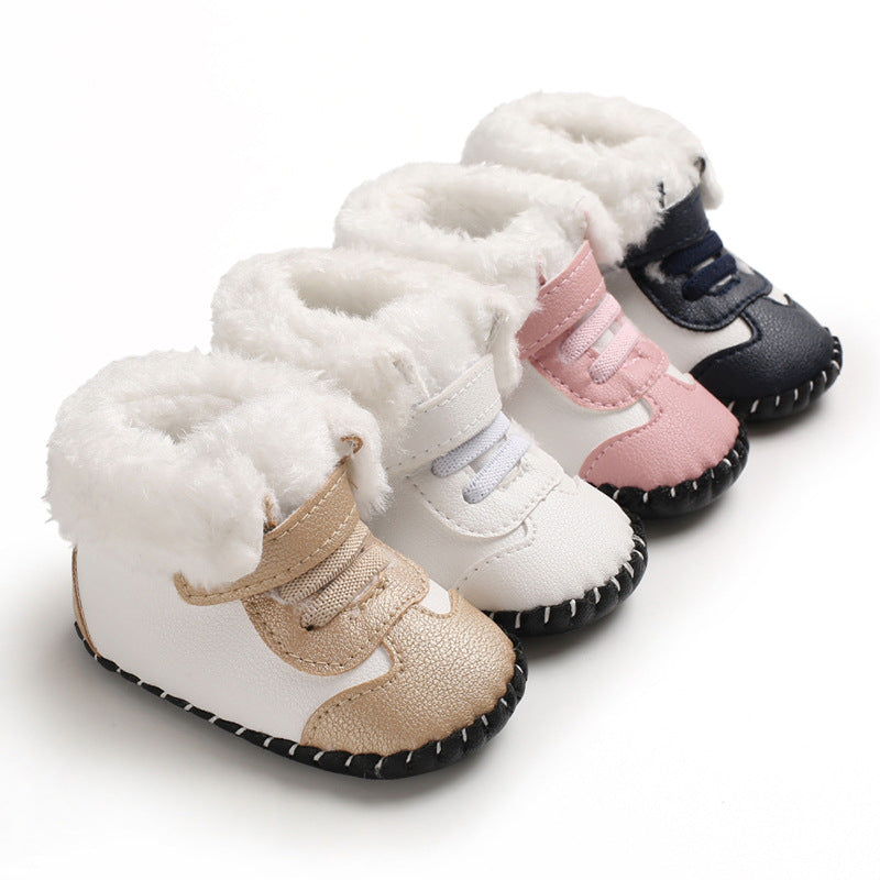 Winter new cotton shoes 0-1 year old baby toddler shoes soft rubber sole baby shoes anti-slip snow boots