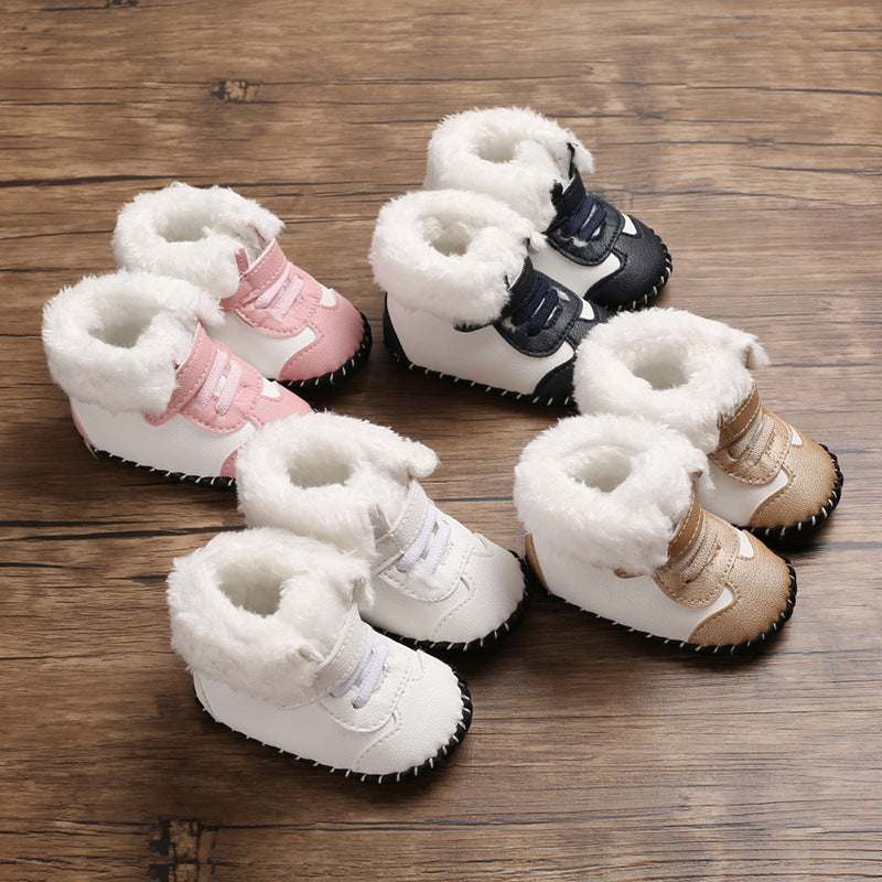 Winter new cotton shoes 0-1 year old baby toddler shoes soft rubber sole baby shoes anti-slip snow boots