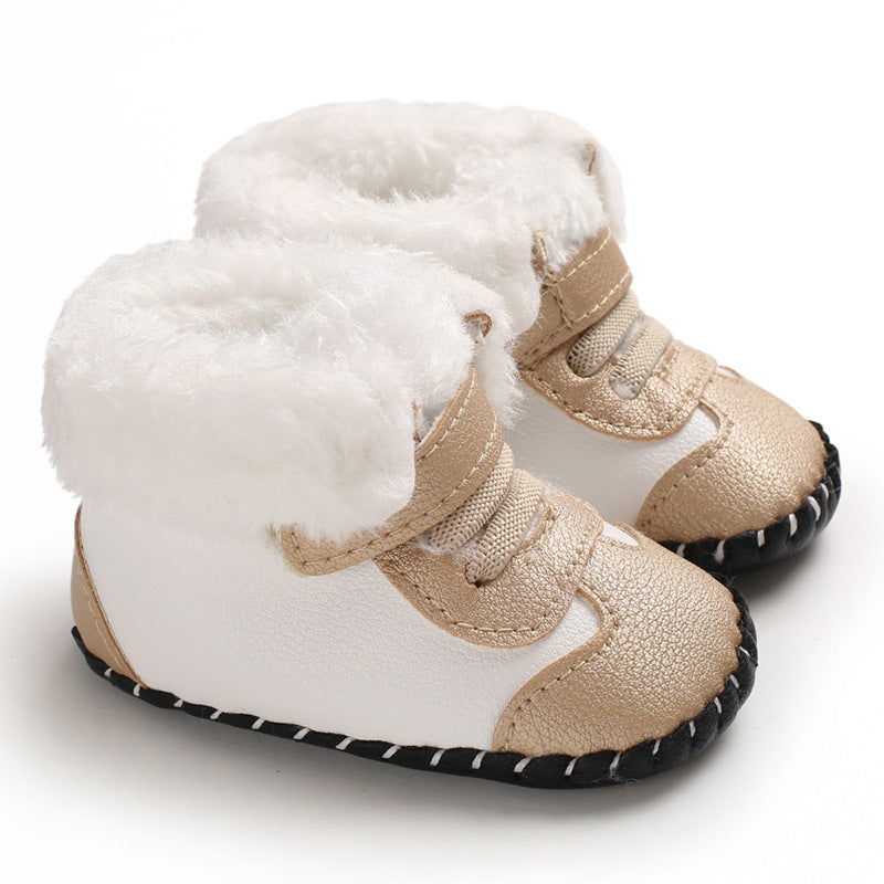 Winter new cotton shoes 0-1 year old baby toddler shoes soft rubber sole baby shoes anti-slip snow boots