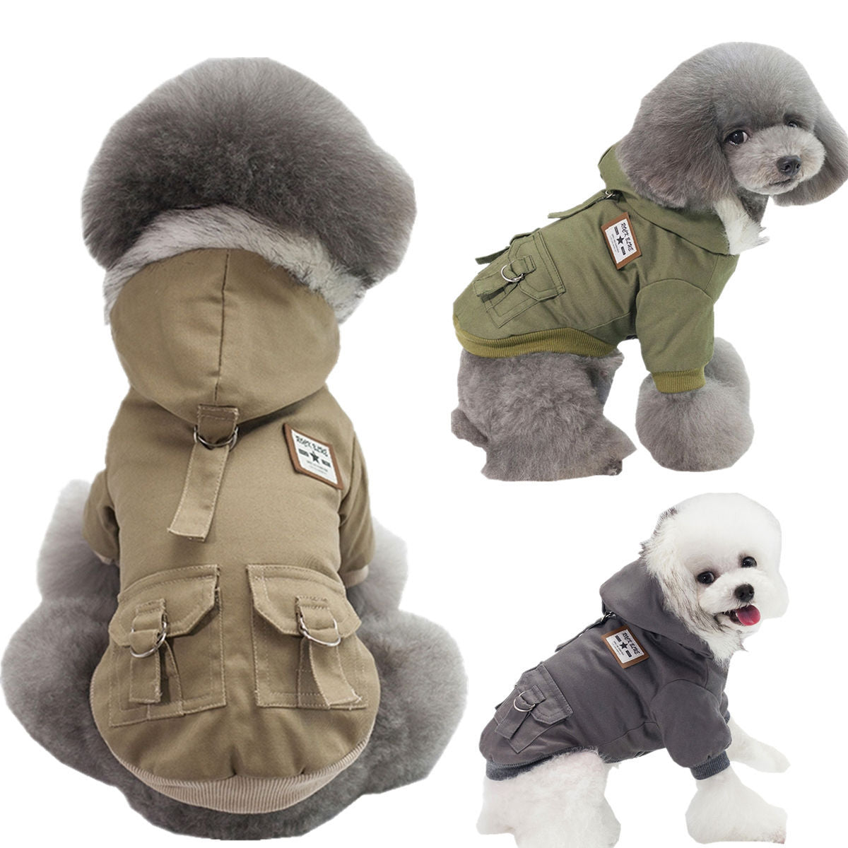 Pet clothing dog clothes autumn and winter new pet clothes pet two-leg cotton coat Junlv cotton coat plus velvet