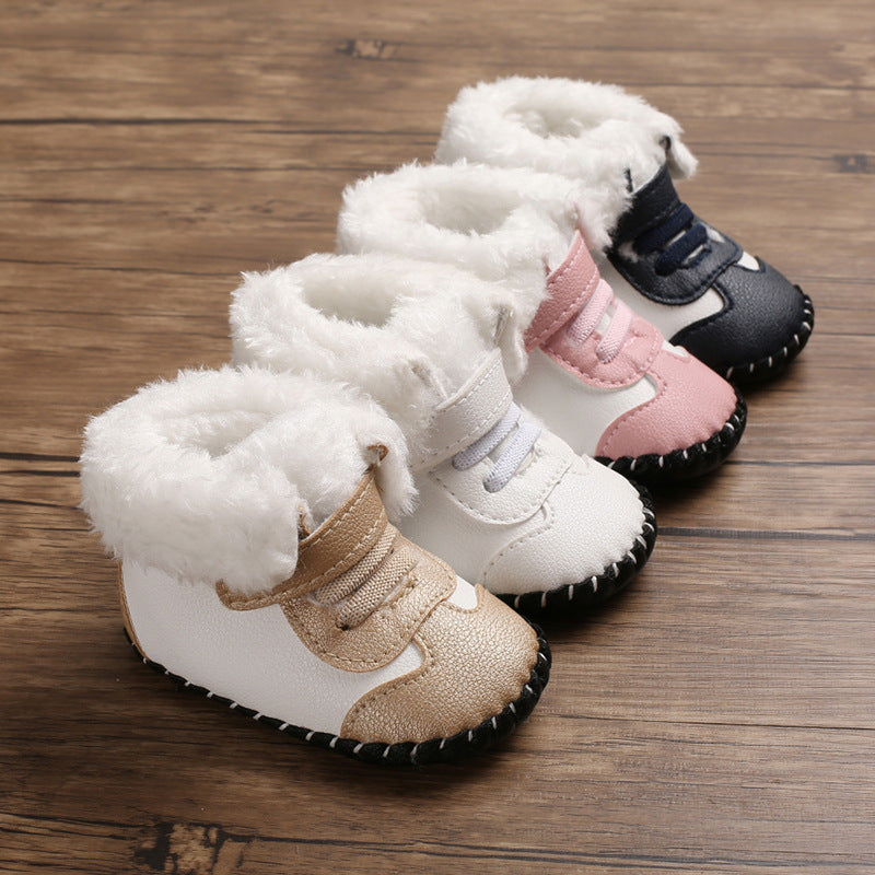 Winter new cotton shoes 0-1 year old baby toddler shoes soft rubber sole baby shoes anti-slip snow boots