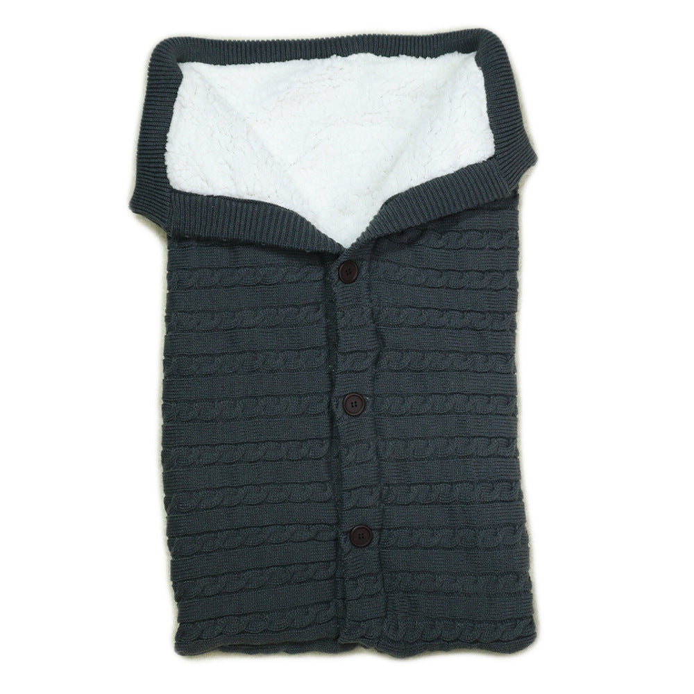 Newborn Baby Winter Warm Sleeping Bags Infant Button Knit Swaddle Wrap Swaddling Stroller Wrap Toddler Blanket Sleeping Bags