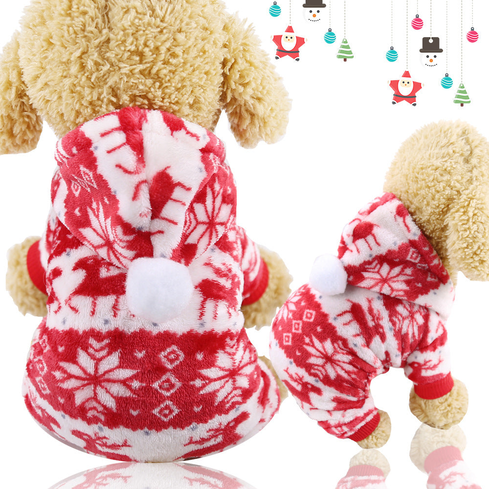 Button four-legged flannel dog clothes pet clothes cat clothes warm colorful stripes little wholesale