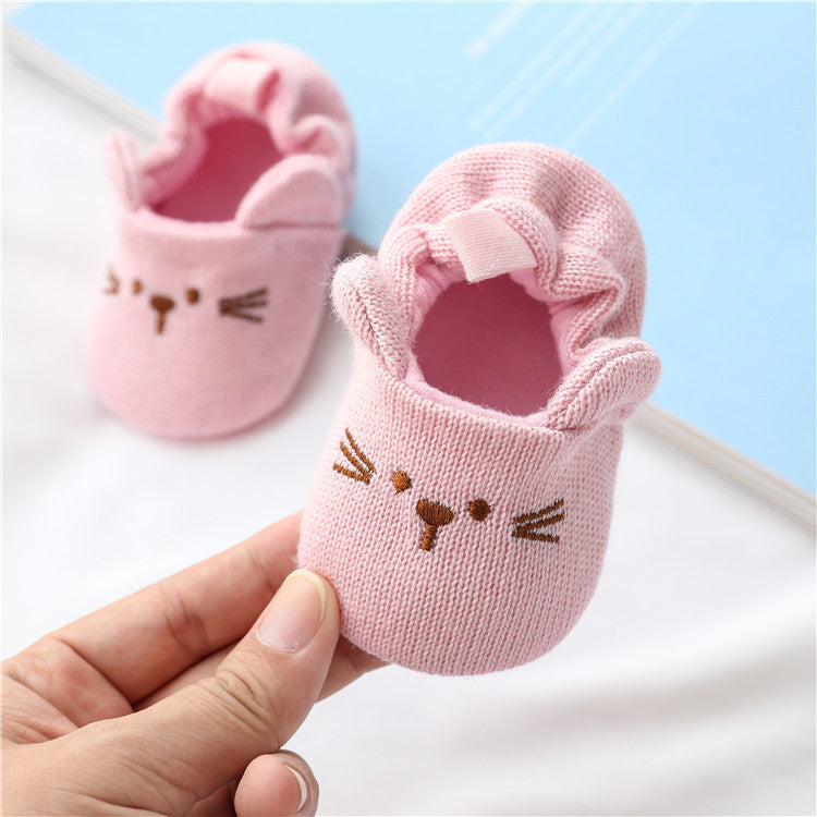 Hansheng cartoon 0-1 year old baby shoes baby do not drop shoes knitted wool shoes baby step shoes spring and autumn models