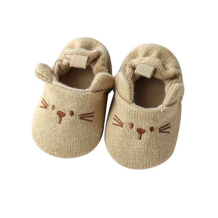 Hansheng cartoon 0-1 year old baby shoes baby do not drop shoes knitted wool shoes baby step shoes spring and autumn models