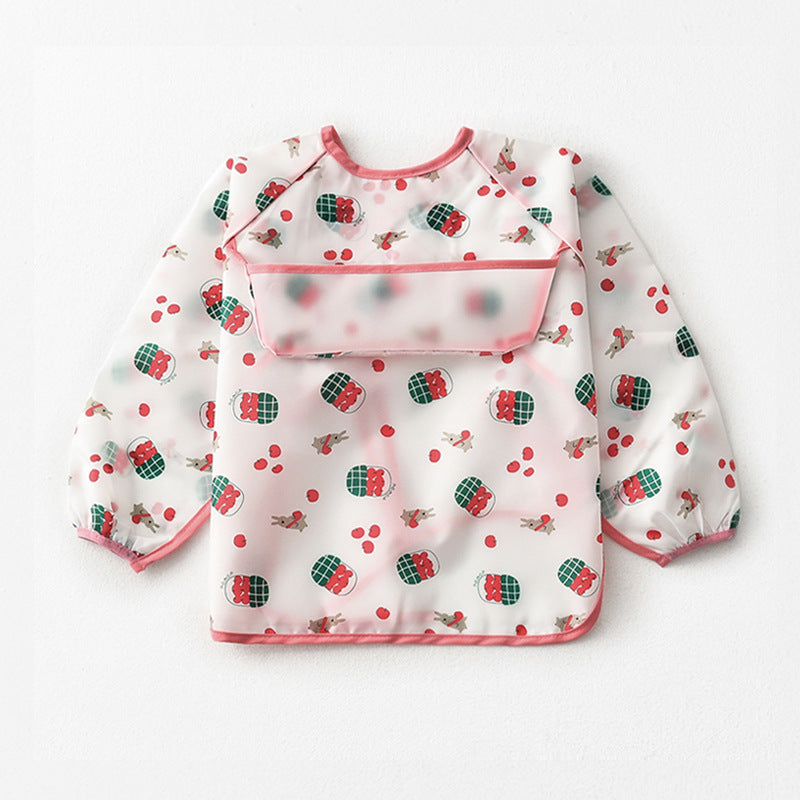 Umbrella children's waterproof bib long sleeve baby waterproof overalls infant polyester taffeta full body waterproof dinner clothes