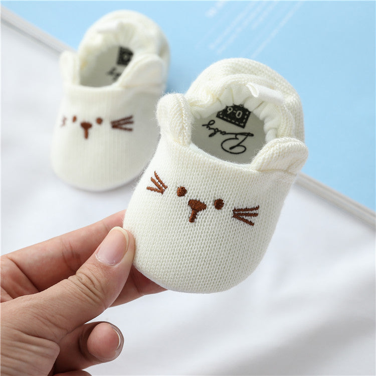 Hansheng cartoon 0-1 year old baby shoes baby do not drop shoes knitted wool shoes baby step shoes spring and autumn models