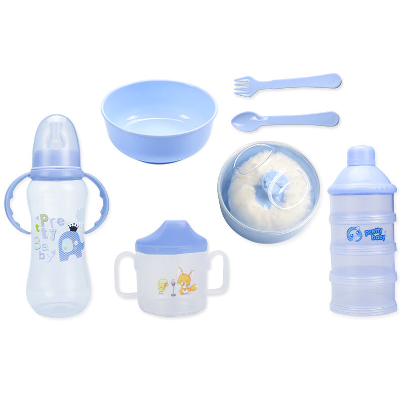 Creative baby bottle set newborn powder puff box tableware gift box cross-border maternal and child supplies source factory wholesale