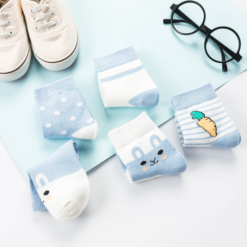 Wholesale spring and autumn boys and girls baby cotton socks baby socks newborn cute cartoon medium tube children's socks