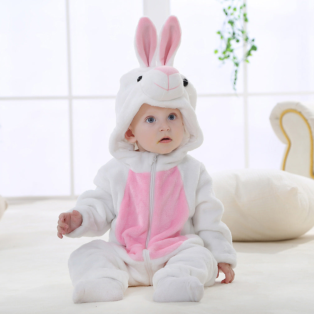 MICHLEY cross-border baby spring and autumn clothes infant and toddler jumpsuit flannel animal shape crawling clothes jumpsuit
