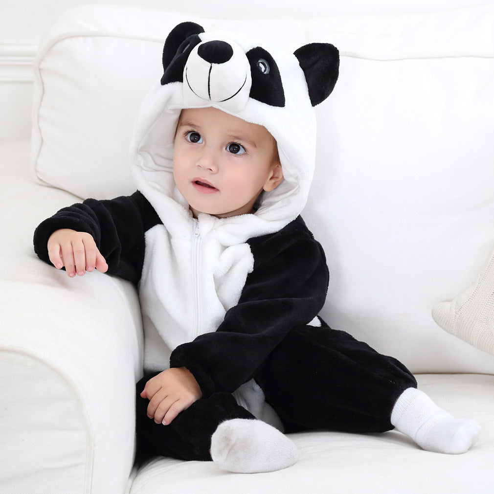 MICHLEY cross-border baby spring and autumn clothes infant and toddler jumpsuit flannel animal shape crawling clothes jumpsuit